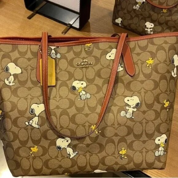 🍋🍋Coach Signature Snoopy Woodstock Tote